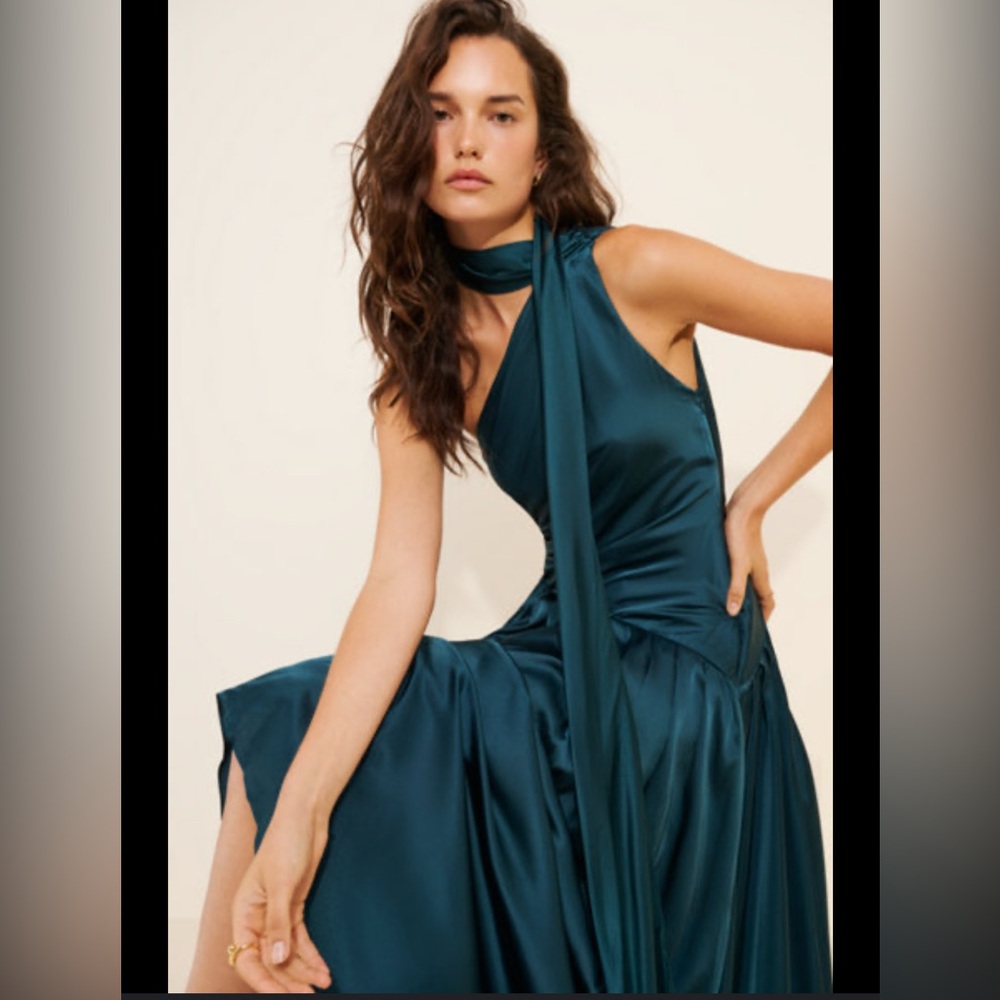 Anthropologie BHLDN  asymmetrical One Shoulder Dress with scarf